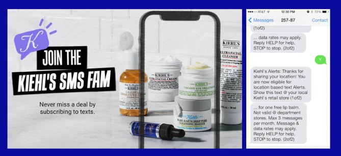 SMS Loyalty Program of Kiehl's sms Fam